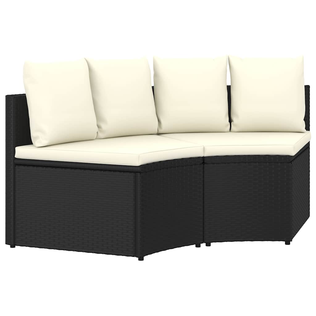 2-delige Loungeset met kussens poly rattan zwart – afbeelding 1