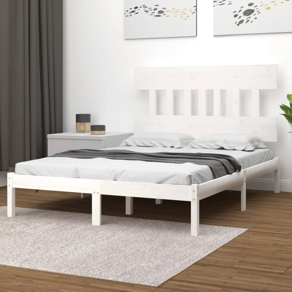 Bedframe massief hout wit 160x200 cm – afbeelding 1