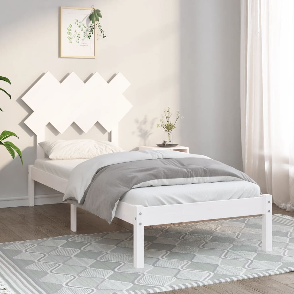 Bedframe massief hout wit 90x190 cm – afbeelding 1