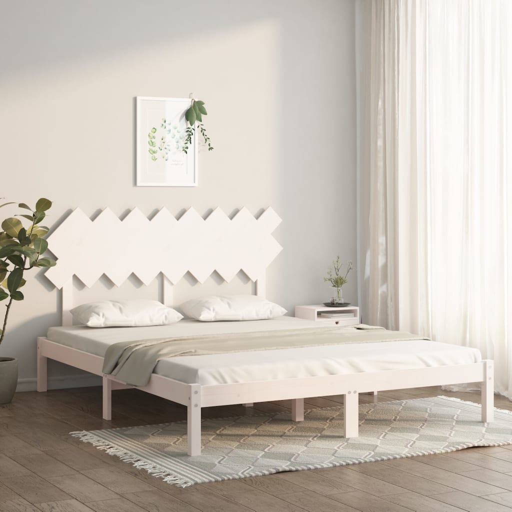 Bedframe massief hout wit 160x200 cm – afbeelding 1