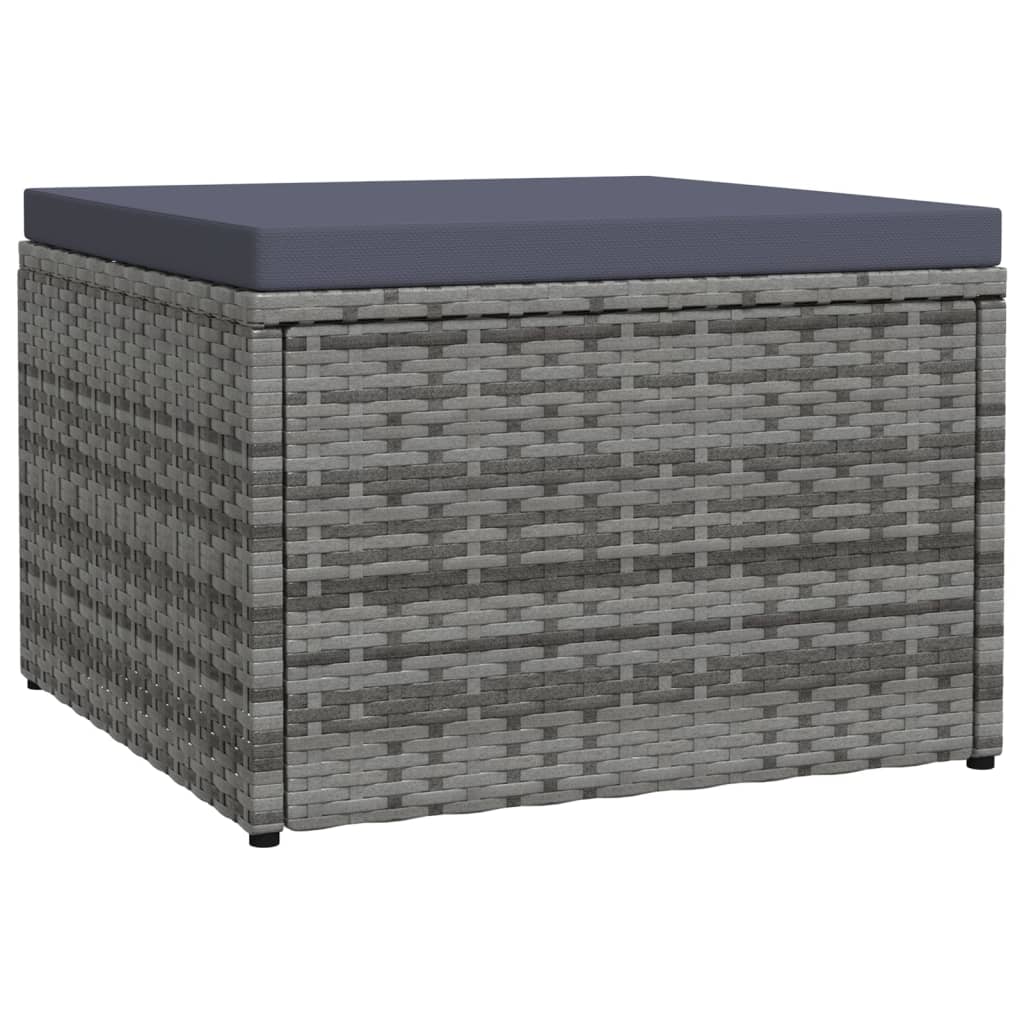 Tuinvoetenbank met kussen poly rattan grijs