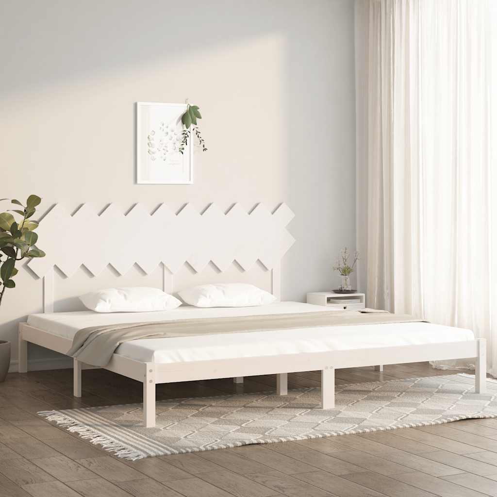 Bedframe massief hout wit 200x200 cm – afbeelding 1