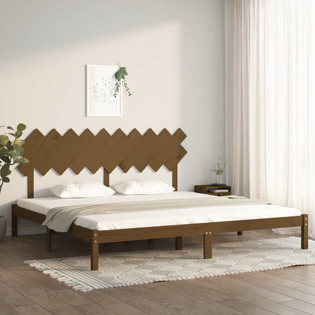 Bedframe massief hout honingbruin 200x200 cm – afbeelding 1