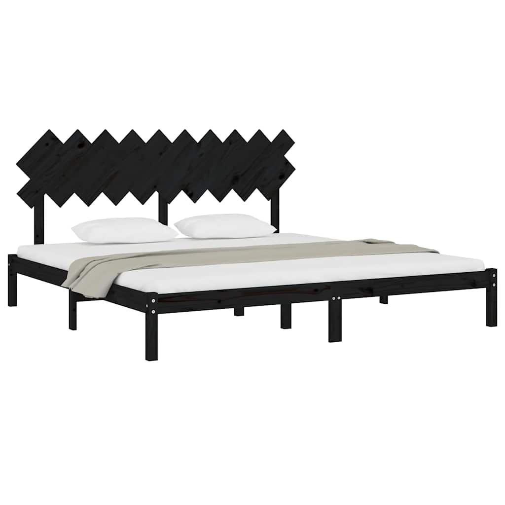 Bedframe massief hout zwart 200x200 cm – afbeelding 3