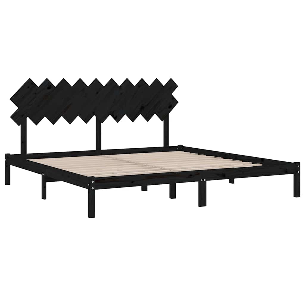 Bedframe massief hout zwart 200x200 cm – afbeelding 4