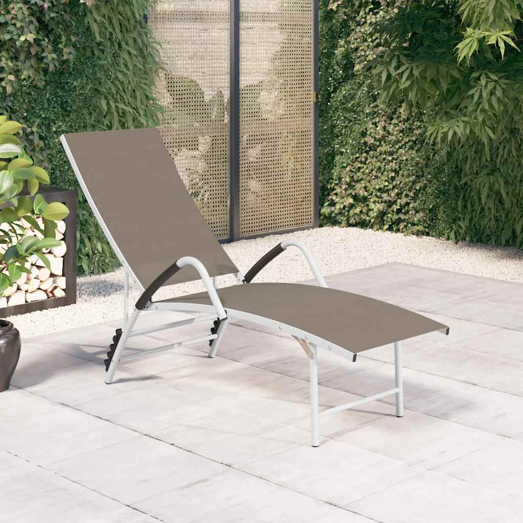 Ligbed textileen en aluminium taupe