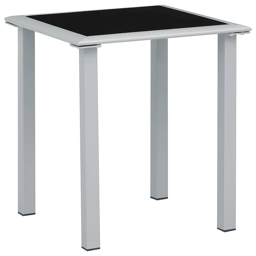 Tuintafel 41x41x45 cm staal en glas zwart en zilverkleurig – afbeelding 1