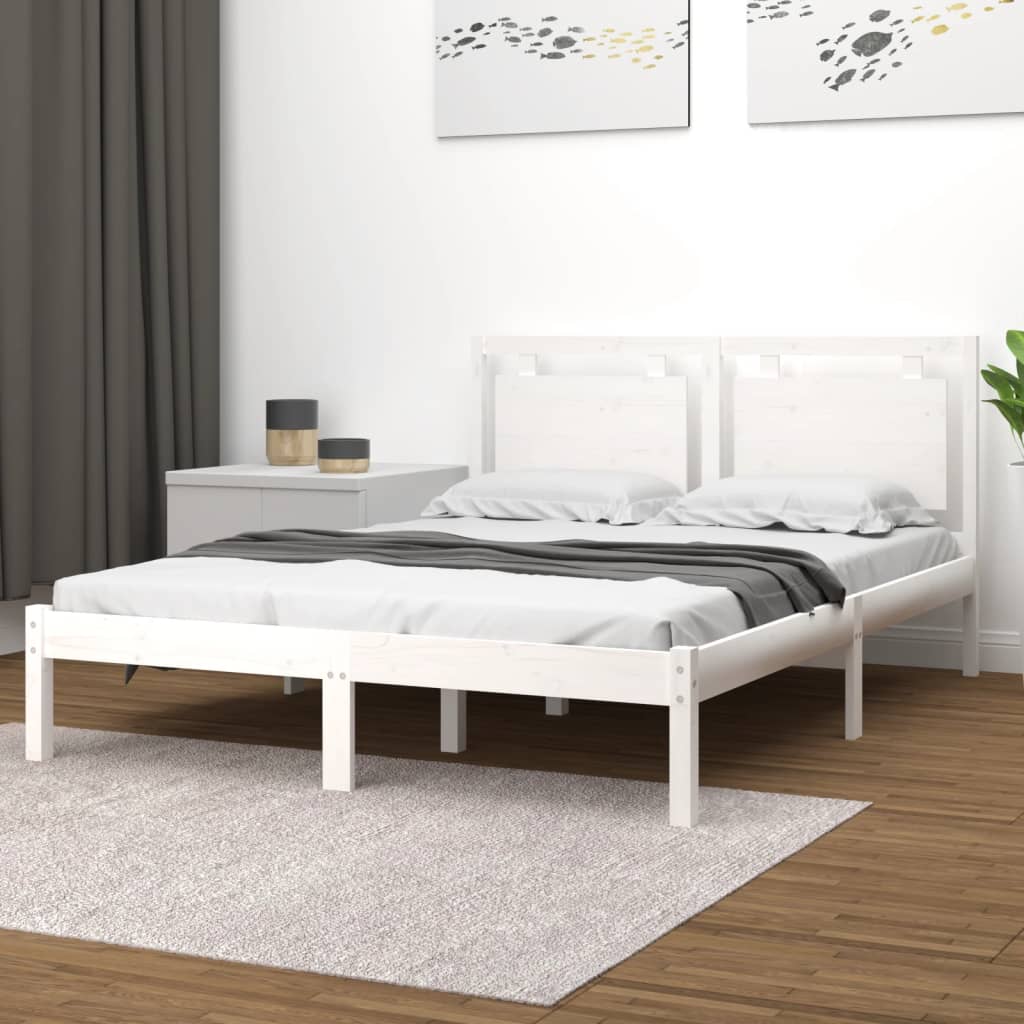 Bedframe massief hout wit 120x200 cm – afbeelding 1