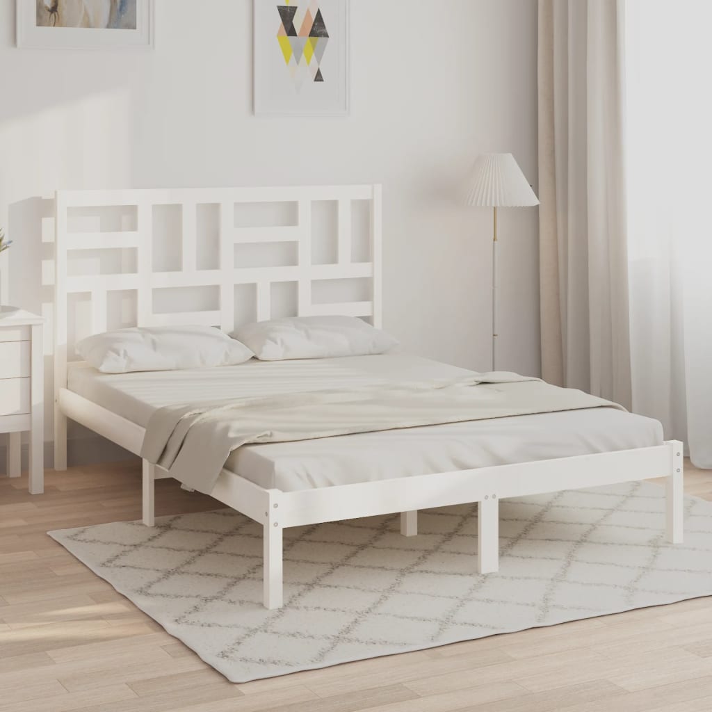 Bedframe massief hout wit 120x200 cm – afbeelding 1