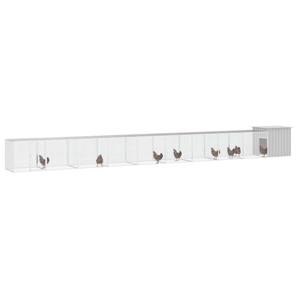 Kippenhok 1000x91x100 cm gegalvaniseerd staal grijs – afbeelding 2