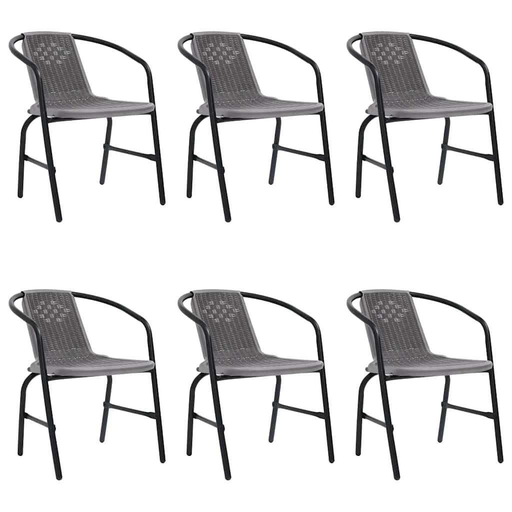 Tuinstoelen 6 st 110 kg kunststof rattan en staal