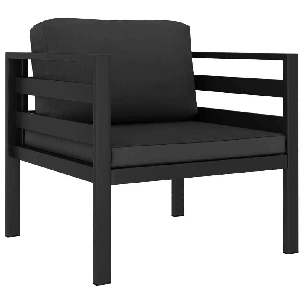 3-delige Loungeset met kussens aluminium antracietkleurig – afbeelding 3
