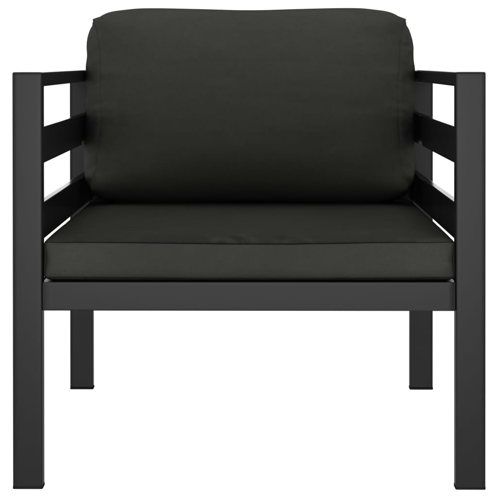 3-delige Loungeset met kussens aluminium antracietkleurig – afbeelding 4