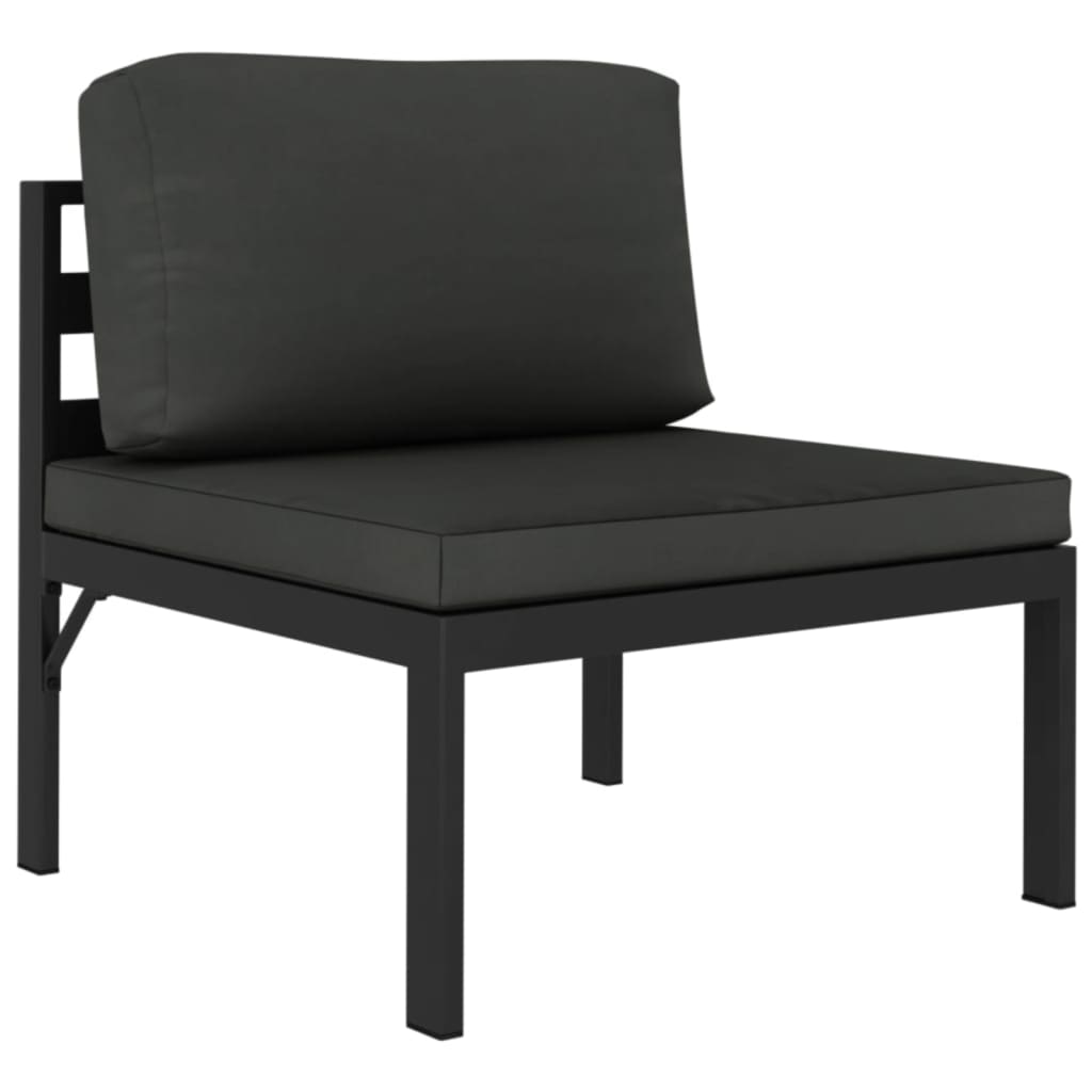 3-delige Loungeset met kussens aluminium antracietkleurig – afbeelding 3