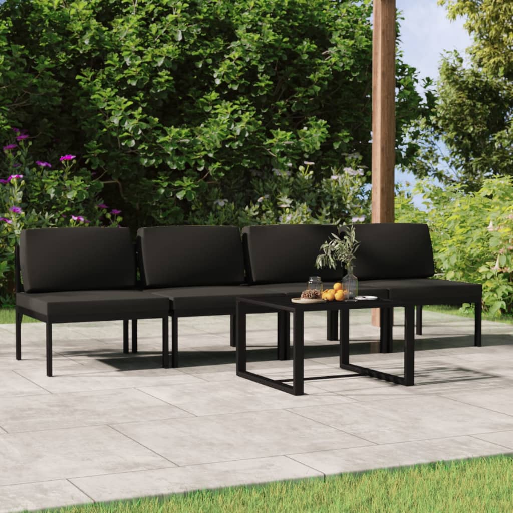 5-delige Loungeset met kussens aluminium antracietkleurig – afbeelding 1