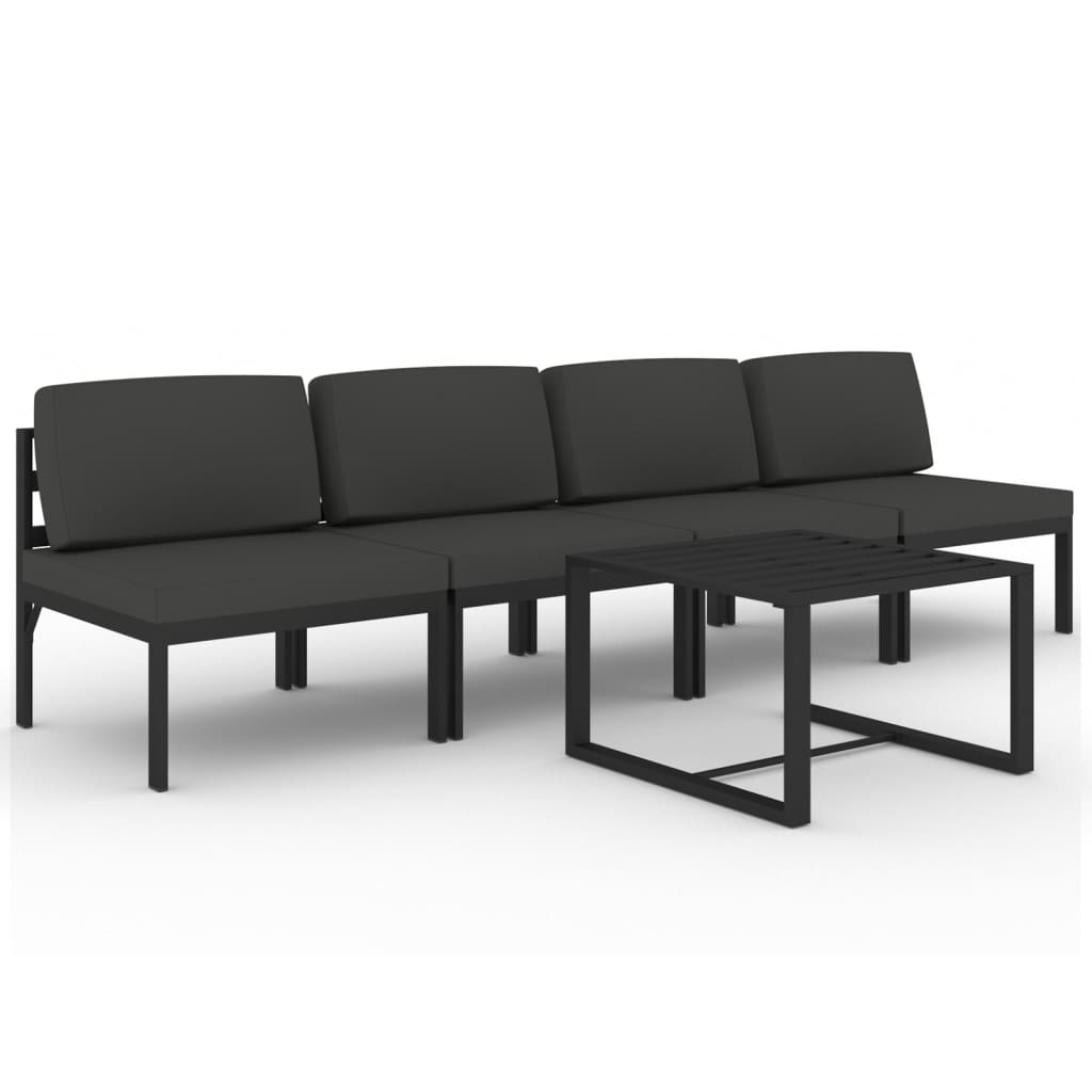 5-delige Loungeset met kussens aluminium antracietkleurig – afbeelding 2