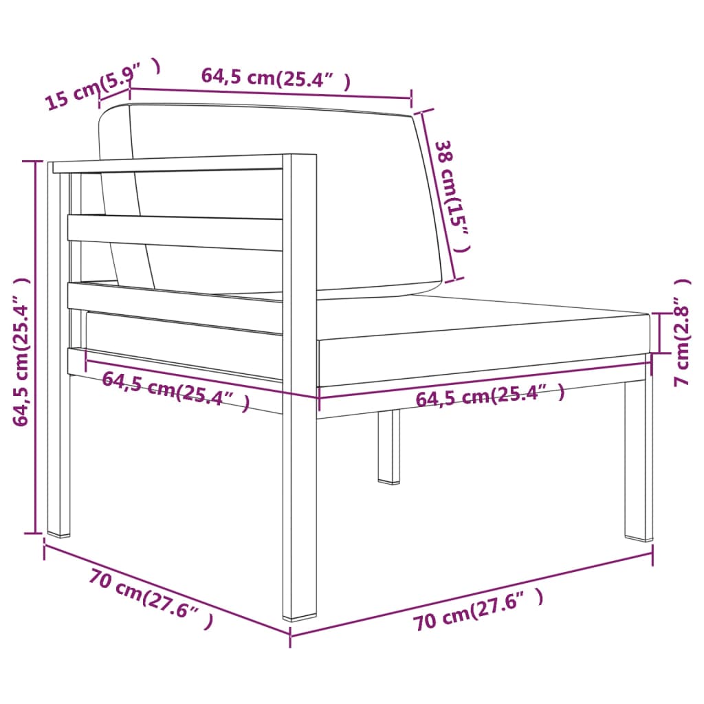 8-delige Loungeset met kussens aluminium antracietkleurig – afbeelding 10