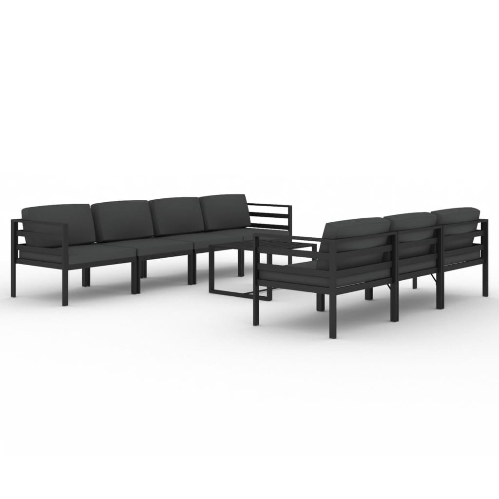 8-delige Loungeset met kussens aluminium antracietkleurig – afbeelding 2