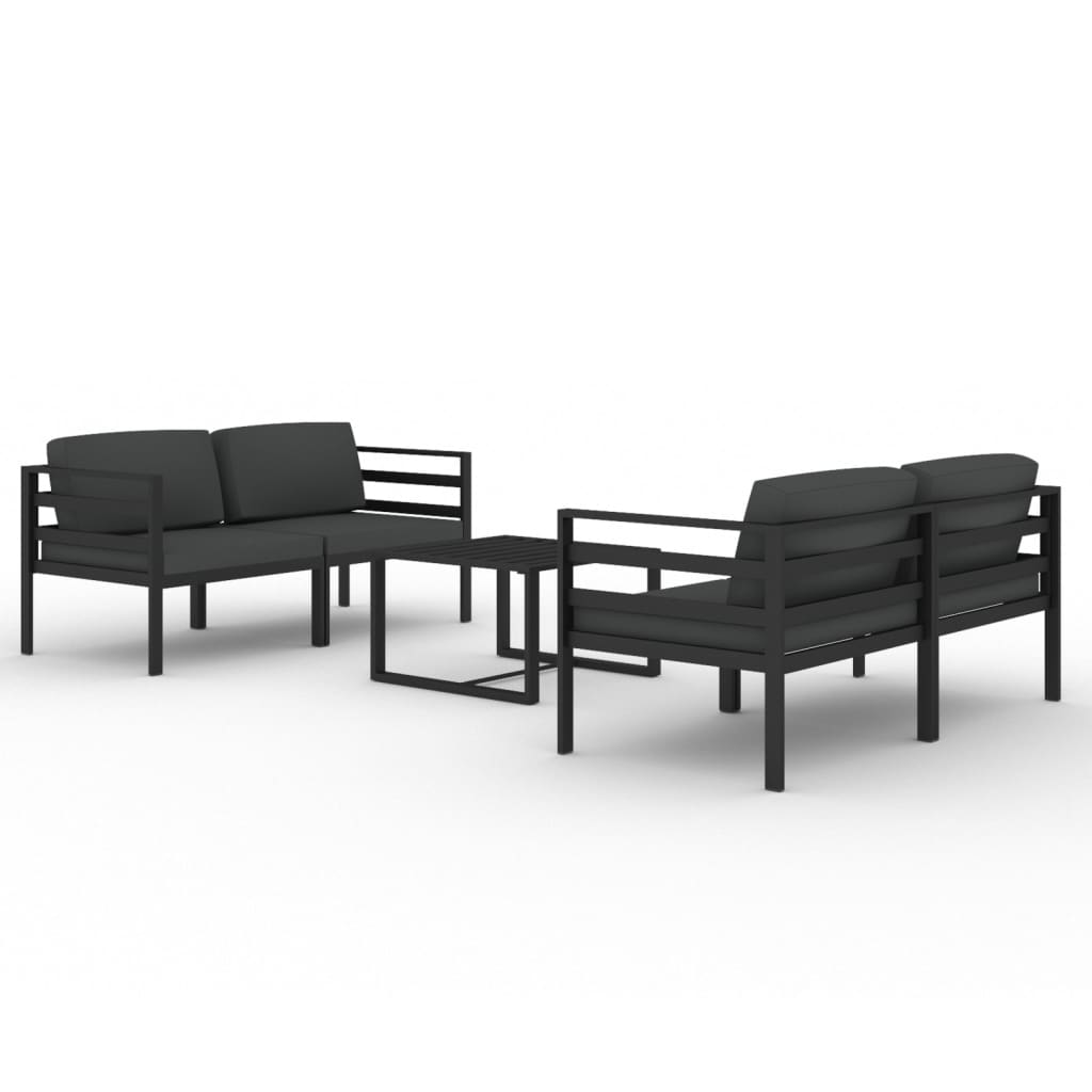 5-delige Loungeset met kussens aluminium antracietkleurig – afbeelding 2