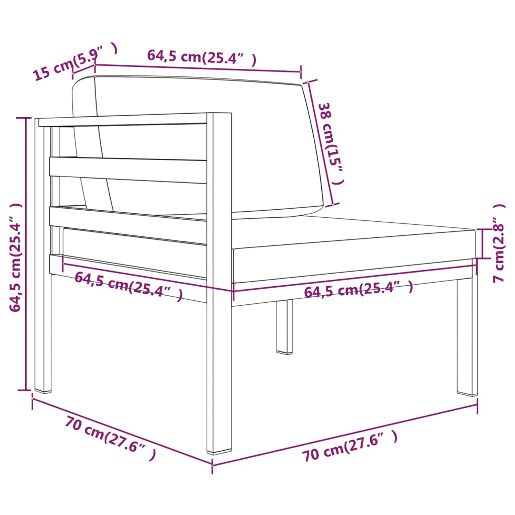 5-delige Loungeset met kussens aluminium antracietkleurig – afbeelding 9