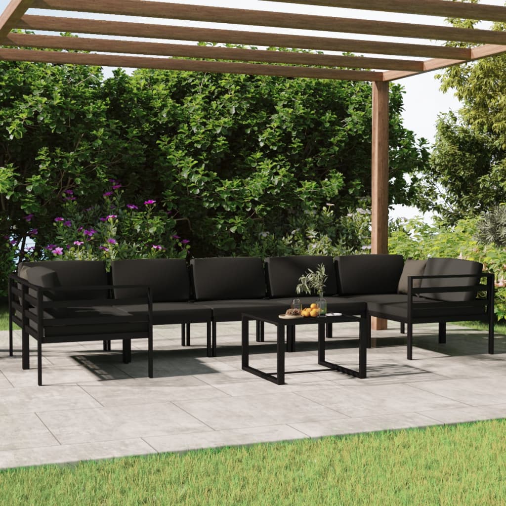 8-delige Loungeset met kussens aluminium antracietkleurig – afbeelding 1