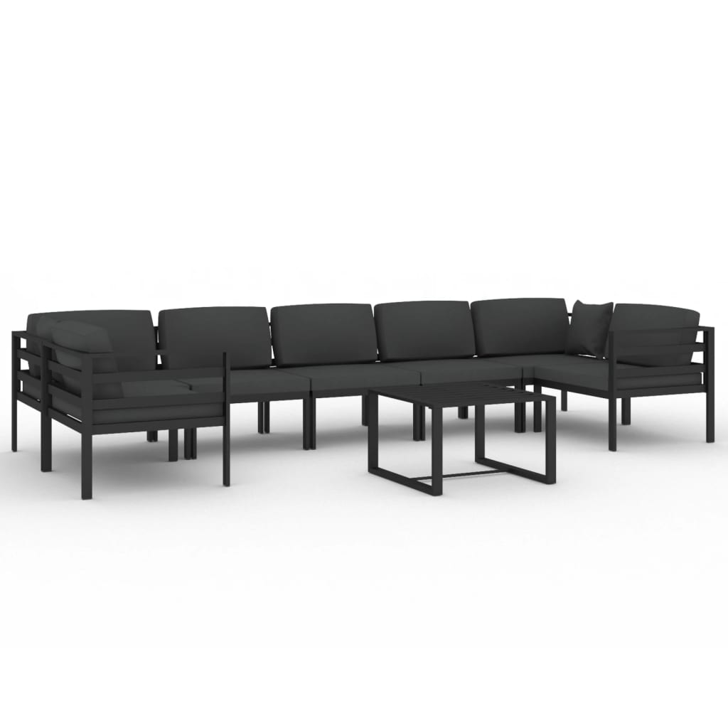 8-delige Loungeset met kussens aluminium antracietkleurig – afbeelding 2