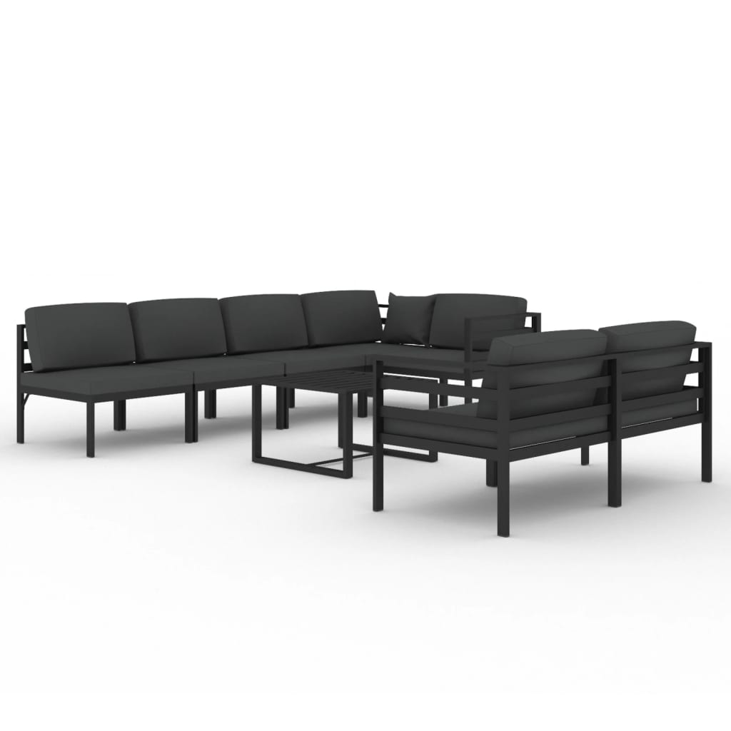 8-delige Loungeset met kussens aluminium antracietkleurig – afbeelding 2