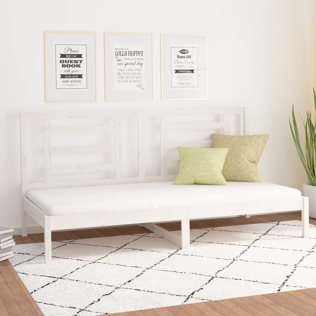 Slaapbank zonder matras 80x200 cm massief grenenhout wit – afbeelding 1