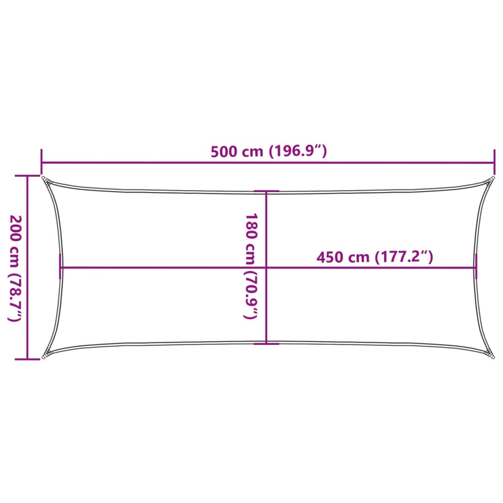Zonnezeil 160 g/m² 2x5 m HDPE antracietkleurig – afbeelding 10