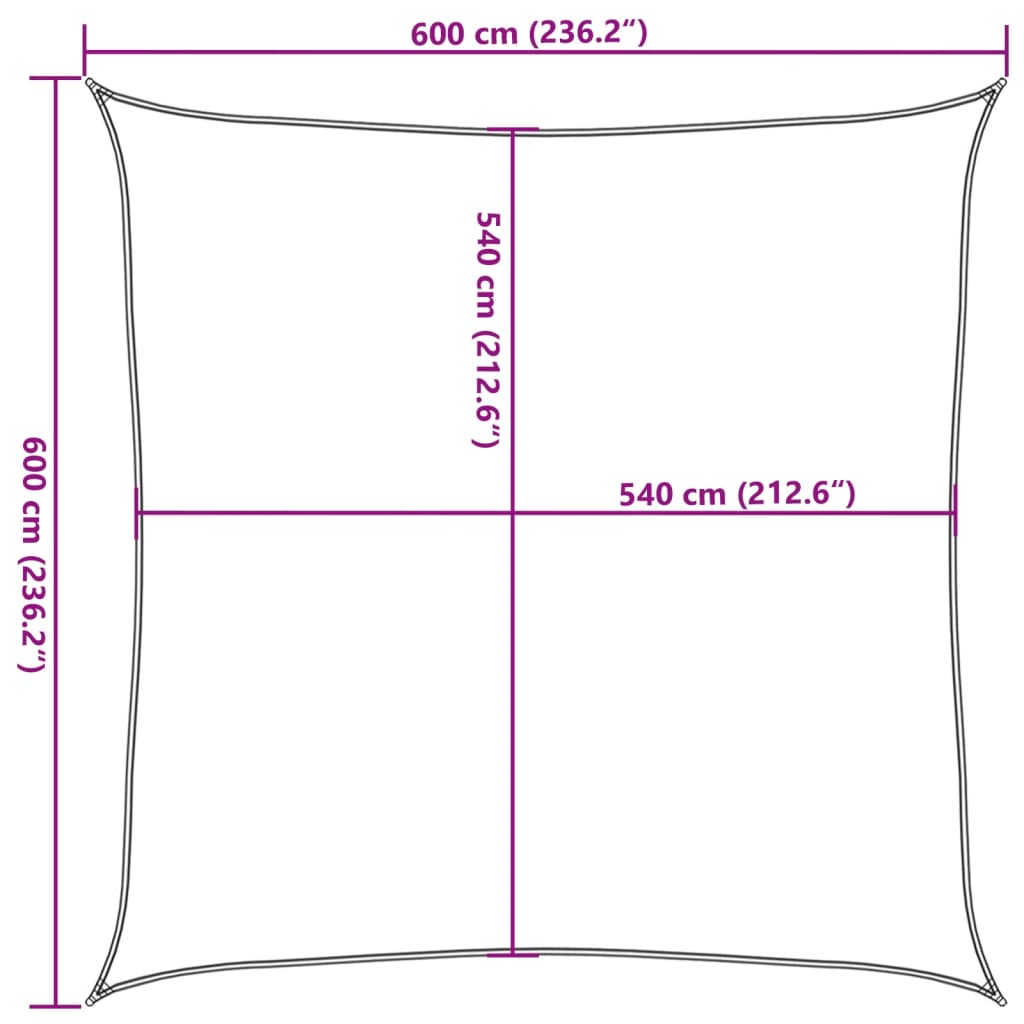 Zonnezeil 160 g/m² 6x6 m HDPE wit – afbeelding 10