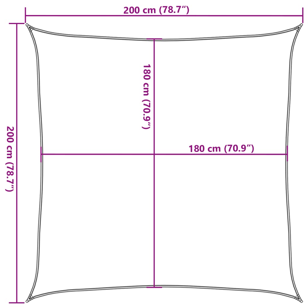 Zonnezeil 160 g/m² 2x2 m HDPE terracottakleurig – afbeelding 10