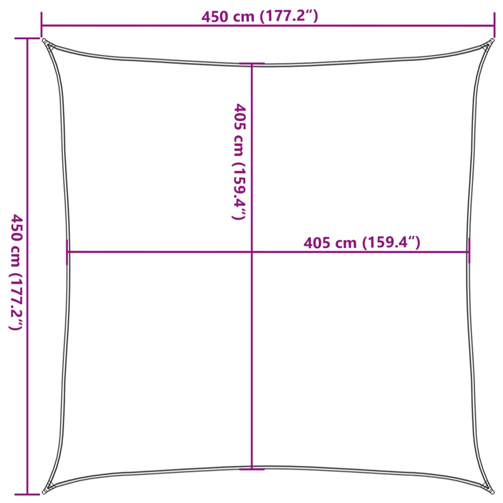 Zonnezeil 160 g/m² vierkant 4,5x4,5 m HDPE terracottakleurig – afbeelding 10