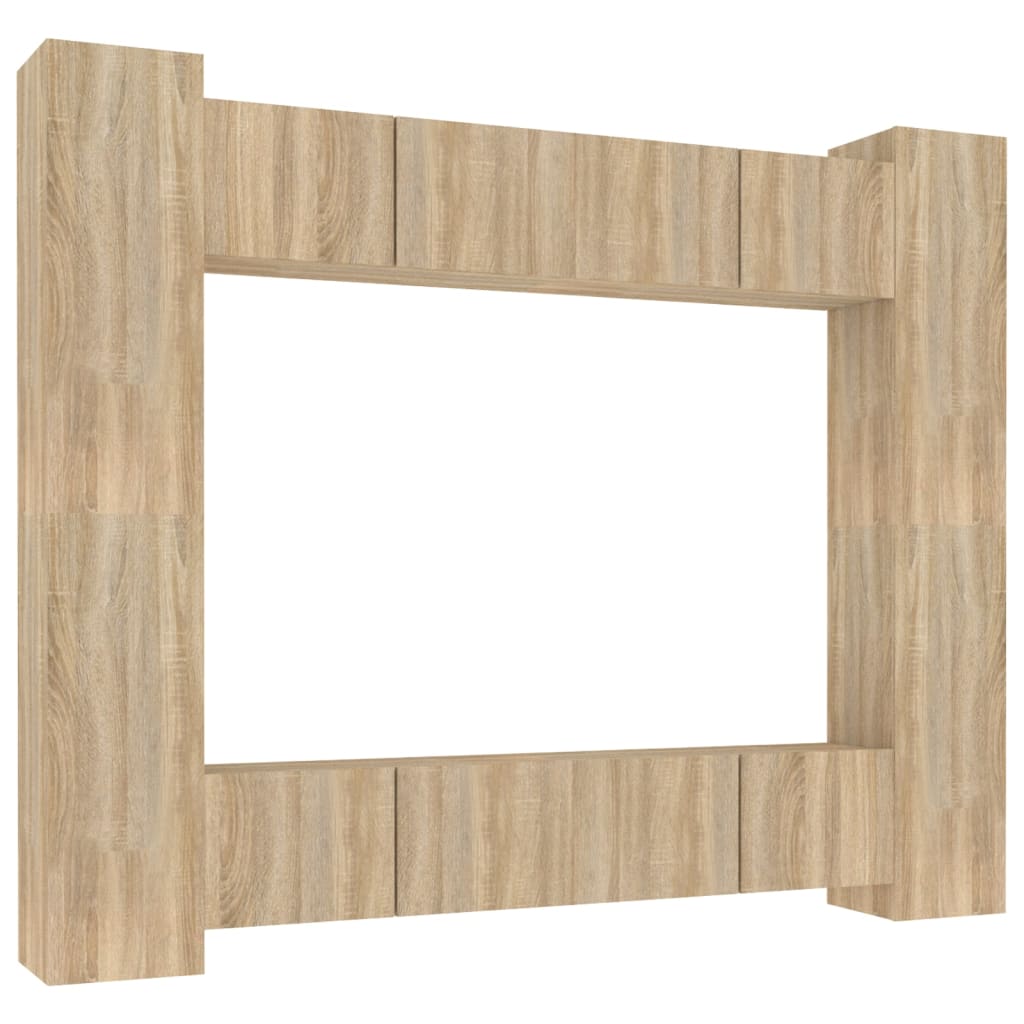 8-delige Tv-meubelset bewerkt hout sonoma eikenkleurig – afbeelding 2