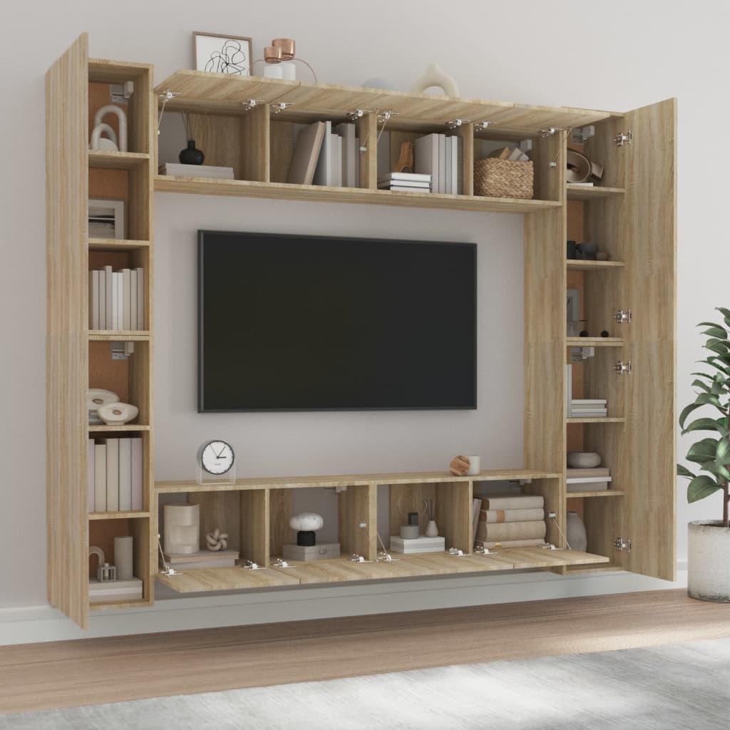 8-delige Tv-meubelset bewerkt hout sonoma eikenkleurig – afbeelding 3