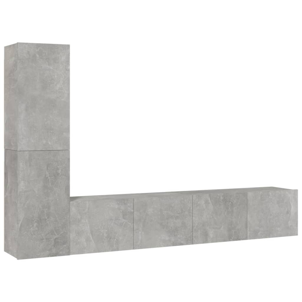 4-delige Tv-meubelset bewerkt hout betongrijs – afbeelding 2