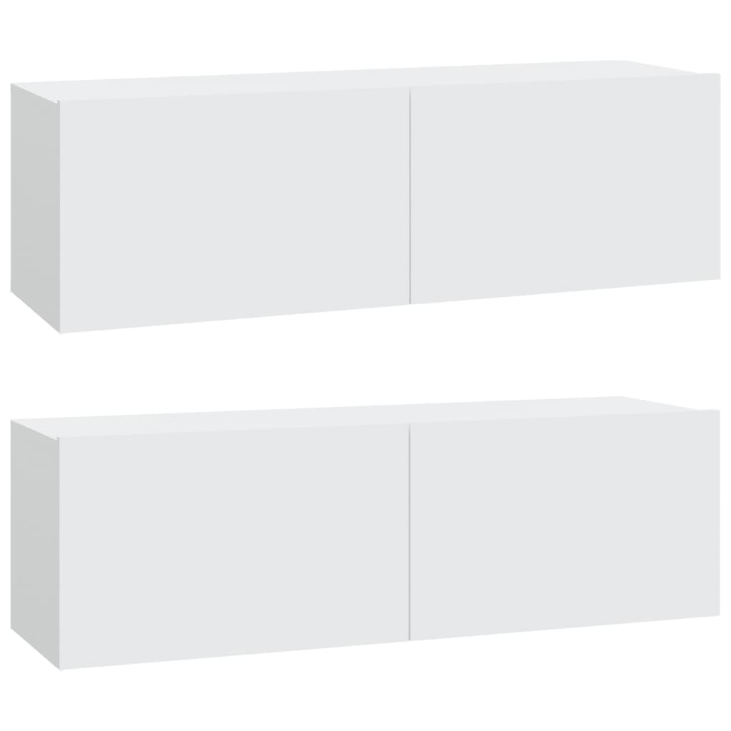 4-delige Tv-meubelset bewerkt hout wit – afbeelding 5