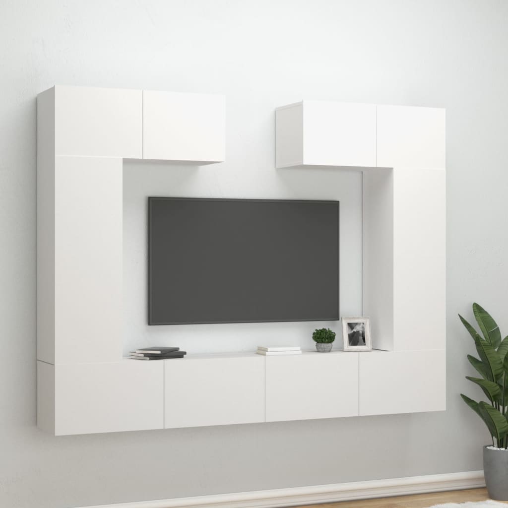 6-delige Tv-meubelset bewerkt hout wit