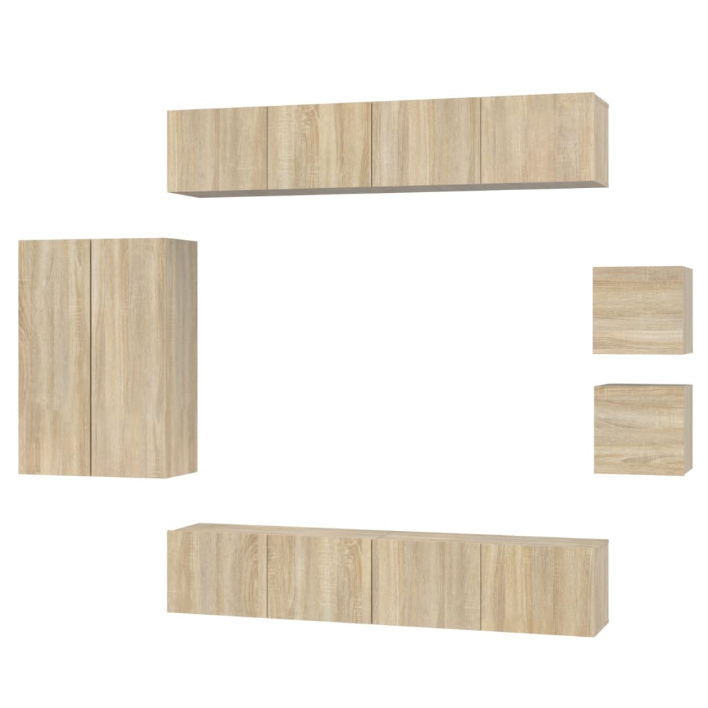 8-delige Tv-meubelset bewerkt hout sonoma eikenkleurig – afbeelding 2