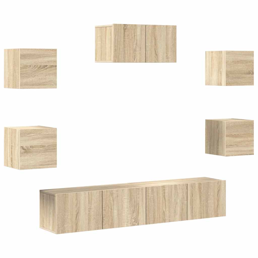 7-delige Tv-meubelset bewerkt hout sonoma eikenkleurig – afbeelding 2