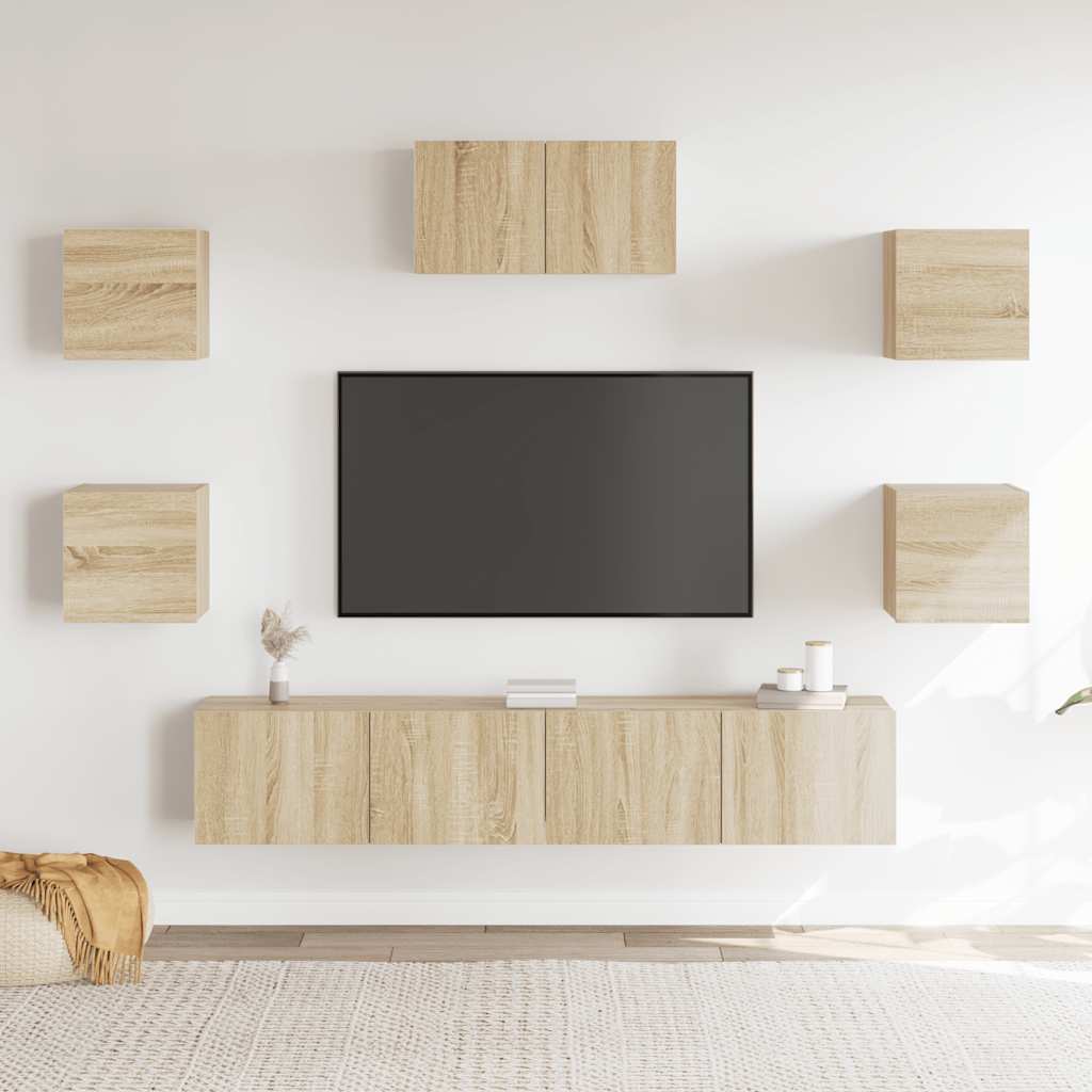 7-delige Tv-meubelset bewerkt hout sonoma eikenkleurig – afbeelding 3