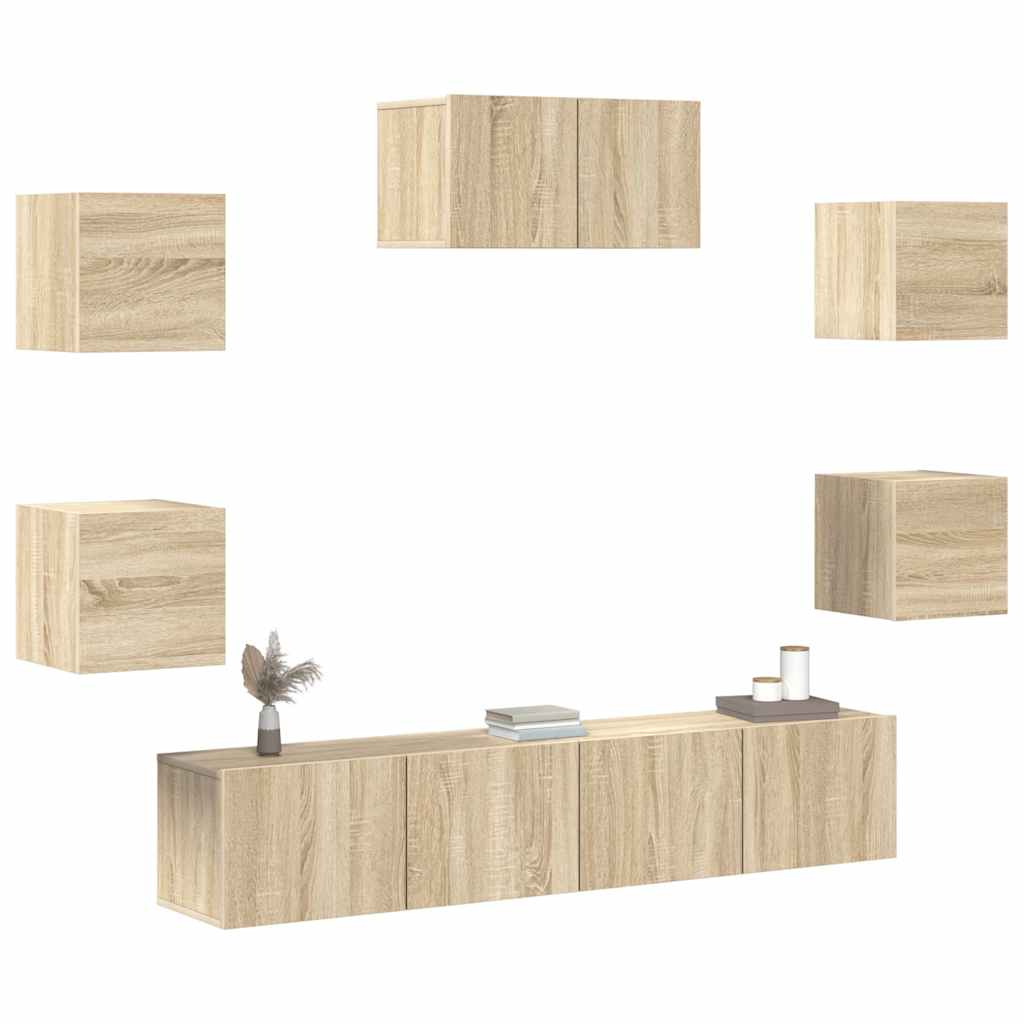 7-delige Tv-meubelset bewerkt hout sonoma eikenkleurig – afbeelding 8