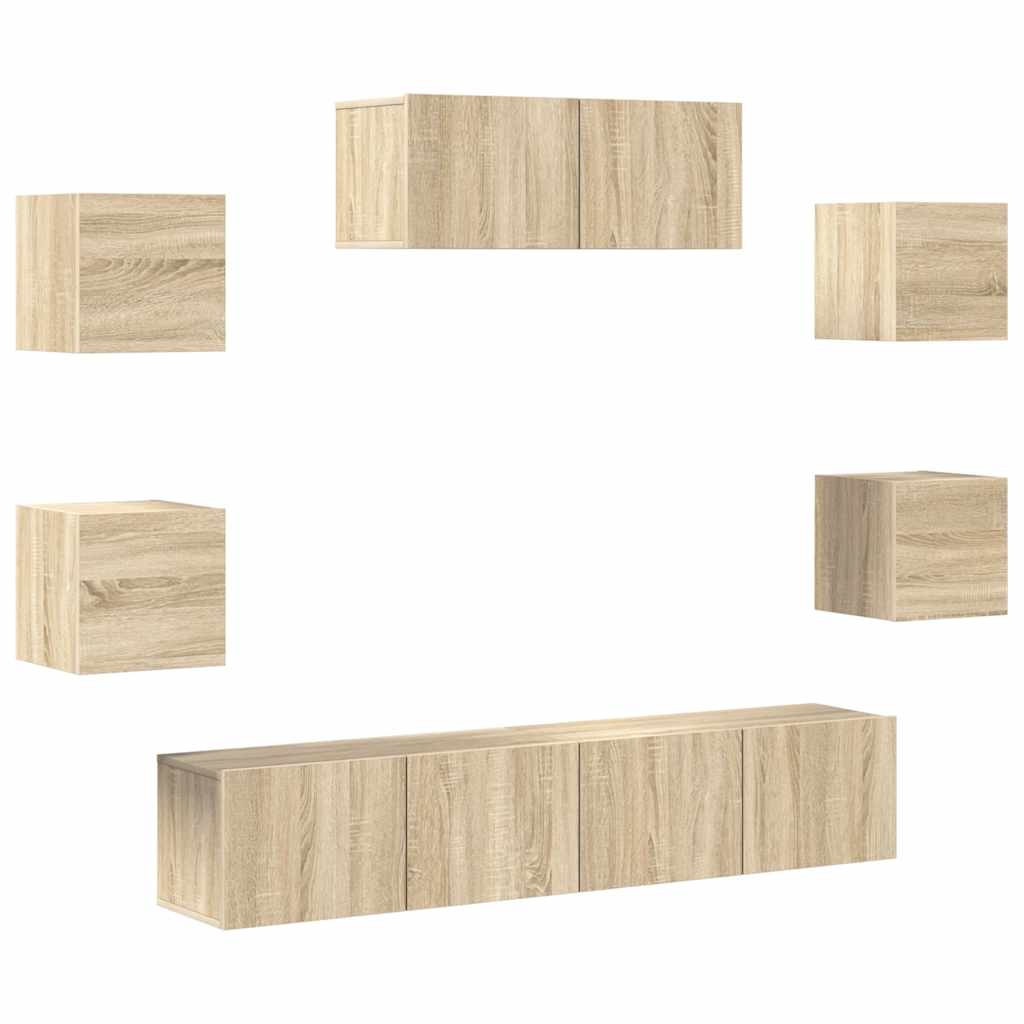 7-delige Tv-meubelset bewerkt hout sonoma eikenkleurig – afbeelding 2