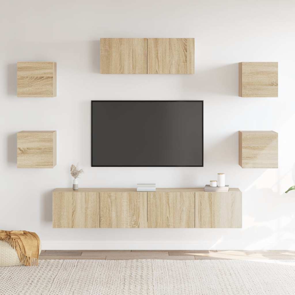 7-delige Tv-meubelset bewerkt hout sonoma eikenkleurig – afbeelding 3