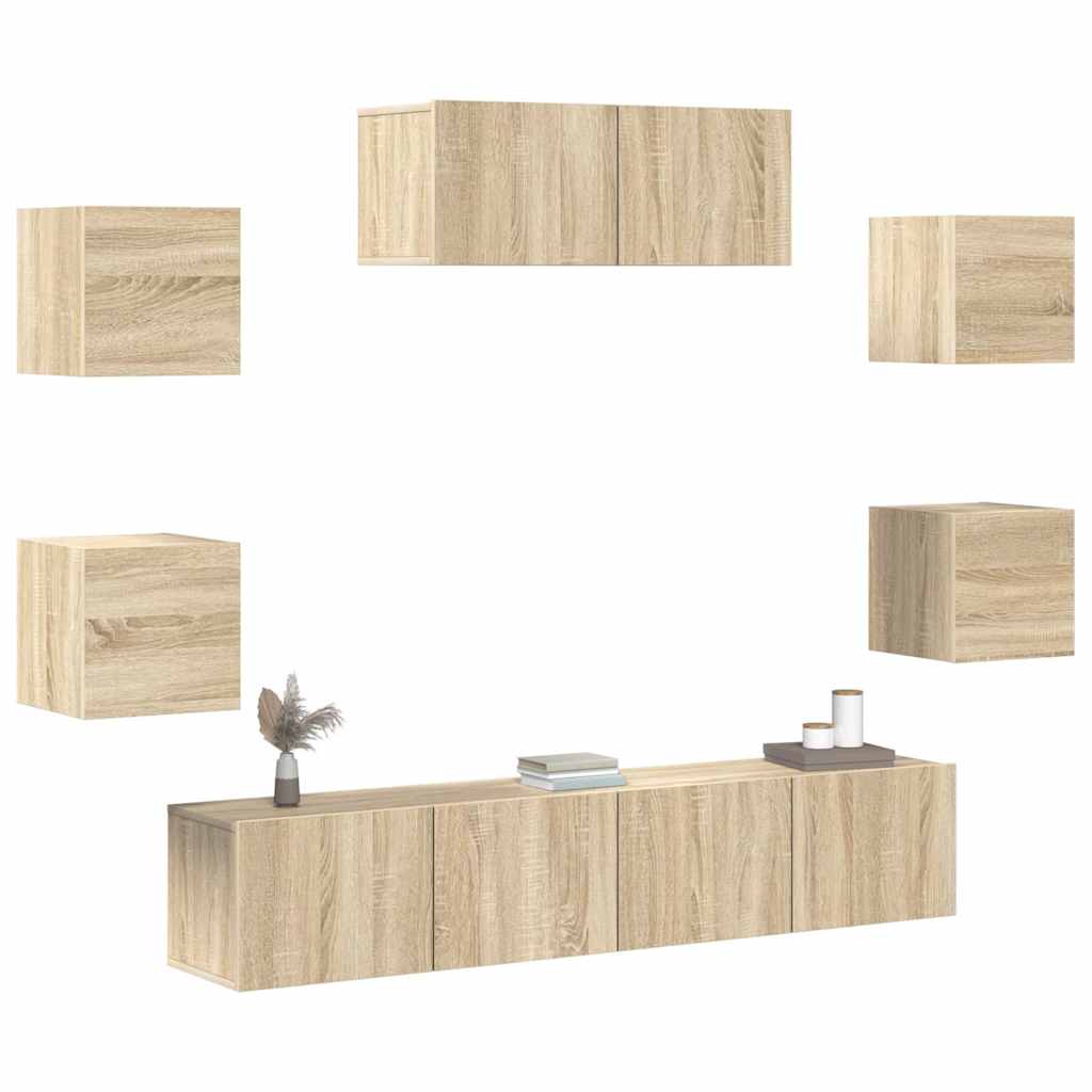 7-delige Tv-meubelset bewerkt hout sonoma eikenkleurig – afbeelding 8