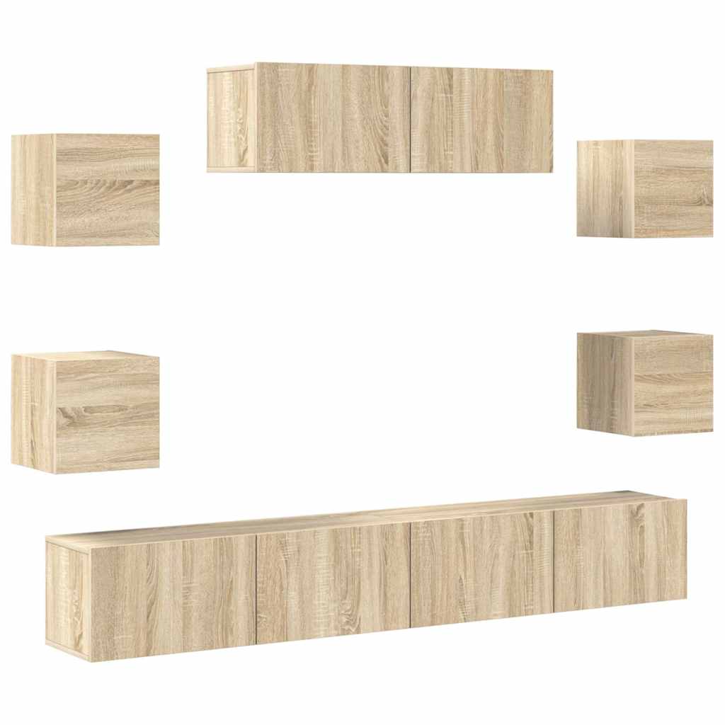 7-delige Tv-meubelset bewerkt hout sonoma eikenkleurig – afbeelding 2