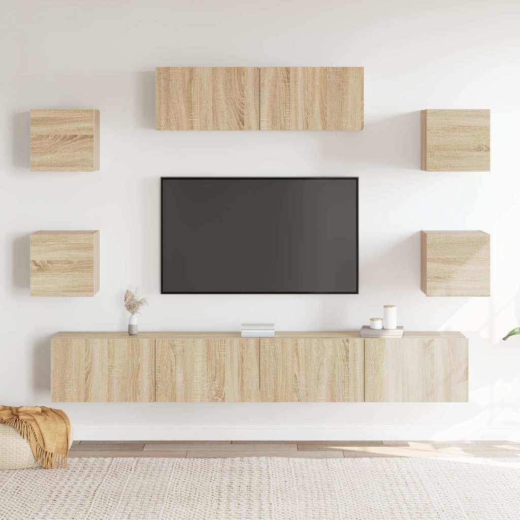 7-delige Tv-meubelset bewerkt hout sonoma eikenkleurig – afbeelding 3