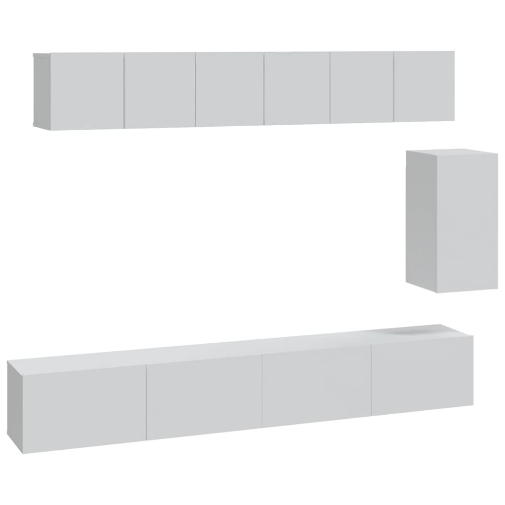 6-delige Tv-meubelset bewerkt hout wit – afbeelding 2