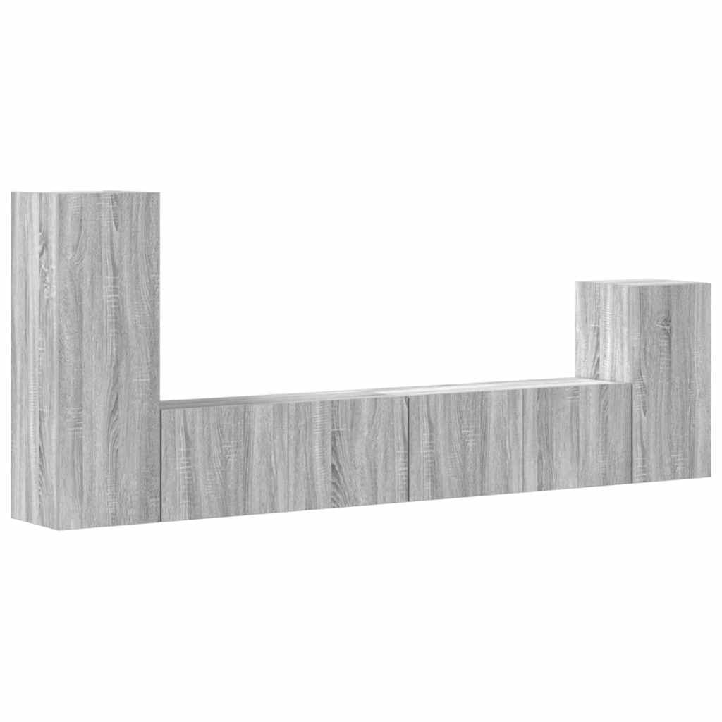 4-delige Tv-meubelset bewerkt hout grijs sonoma eikenkleurig – afbeelding 2