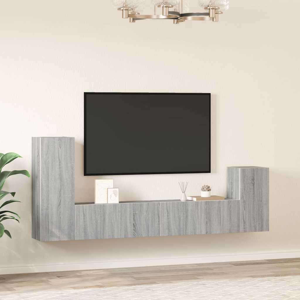 4-delige Tv-meubelset bewerkt hout grijs sonoma eikenkleurig – afbeelding 3