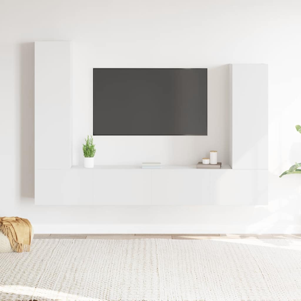 4-delige Tv-meubelset bewerkt hout wit